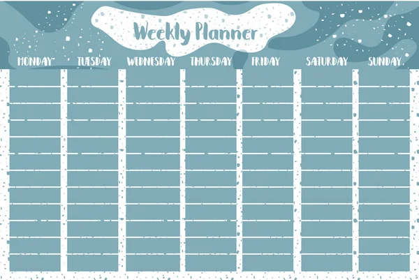 Modèle Hebdomadaire Feuille Planning Planificateur Design Imprimable Pour Faire Liste — Image vectorielle