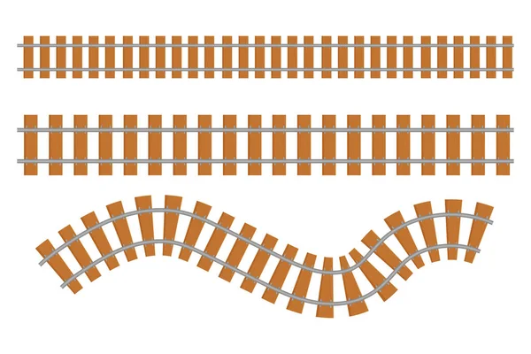 Železniční Cesta Kolekce Top View Vlak Silnice Kresleném Stylu Izolované — Stockový vektor