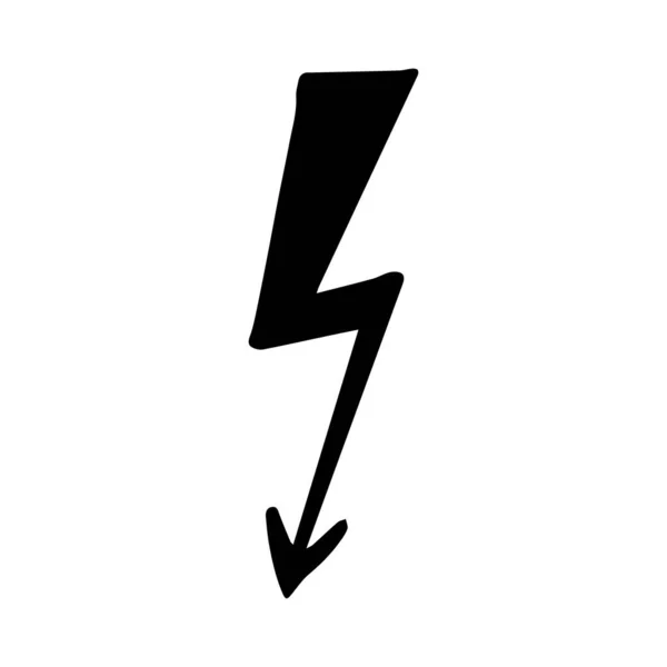 点亮螺栓符号在涂鸦风格的功率简单的抽象符号隔离在白色背景 嬉皮士 矢量说明 — 图库矢量图片