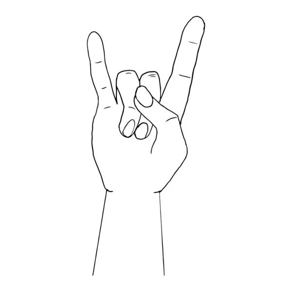 Hand Gesture Doodle Emblem Symbol Isolated White Background Grunge Print — Stock Vector