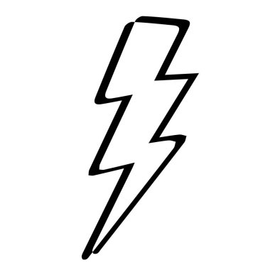 Cıvata sembolü karalama stili güç simgesi olarak beyaz arkaplanda izole edilmiş basit soyut işaret. Ağ, hippi. Vektör illüstrasyonu