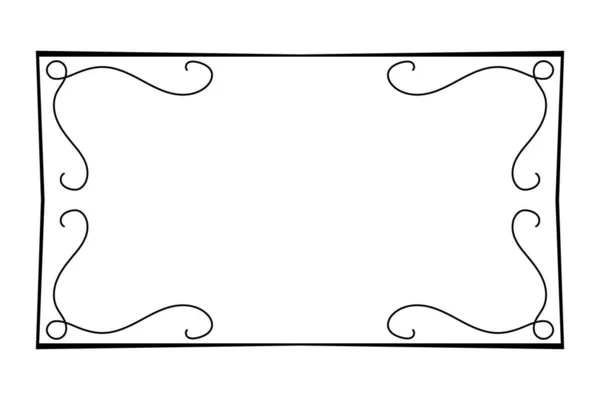 Eleganter Floraler Rahmen Randsilhouette Handgezeichneten Doodle Stil Isoliert Auf Weißem — Stockvektor