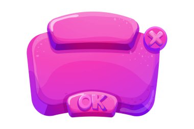 Jöle, beyaz arkaplanda izole edilmiş çizgi film tarzında fantezi arayüz şablon oyun menüsü. Ui varlığı, ayarlar için çerçeve. Günlük ağ 2d ögesi. Vektör illüstrasyonu