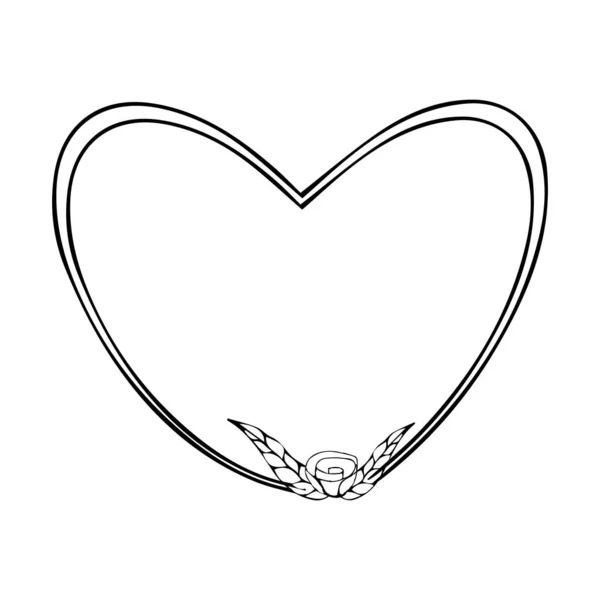 Κομψό Καρδιά Floral Πλαίσιο Σιλουέτα Συνόρων Στο Χέρι Doodle Στυλ — Διανυσματικό Αρχείο