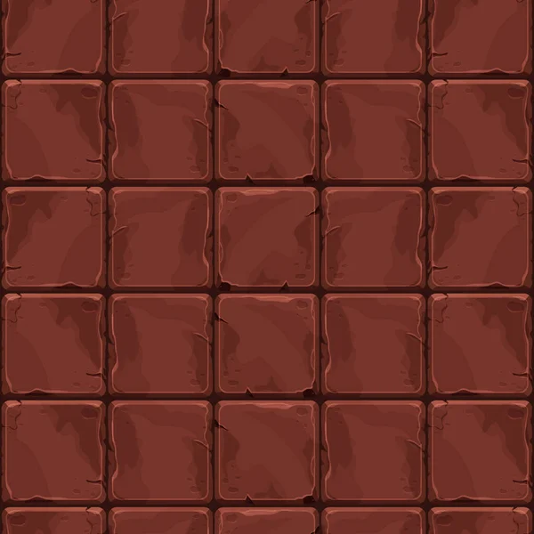 Stone Wall Bricks Rock Game Background Cartoon Style Seamless Textured — Stock Vector