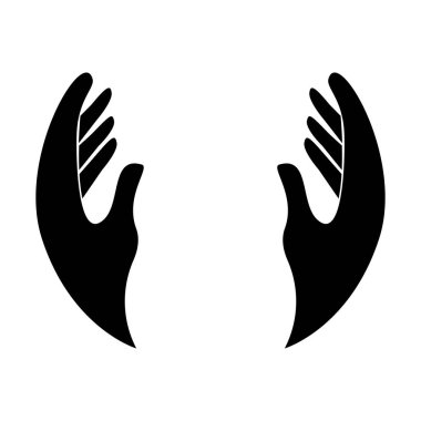 Human hand silhouette charity concept isolated on white background. Arm with fingers, helpful gesture. Vector illustration
