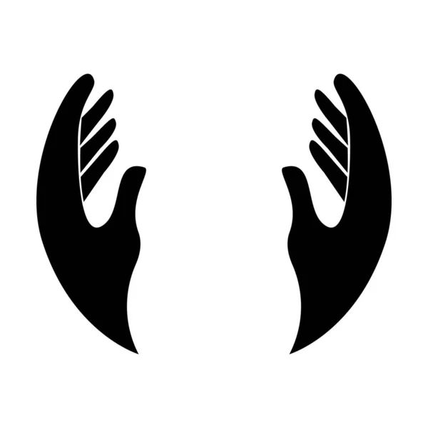 Human hand silhouette charity concept isolated on white background. Arm with fingers, helpful gesture. Vector illustration
