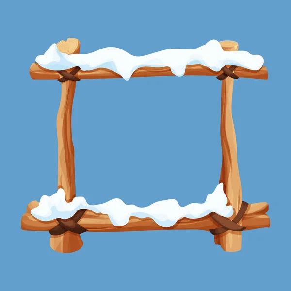 老式木制空白 卡通式雪板 空框架 白色背景隔离的方向板 季节性装饰 矢量说明 — 图库矢量图片