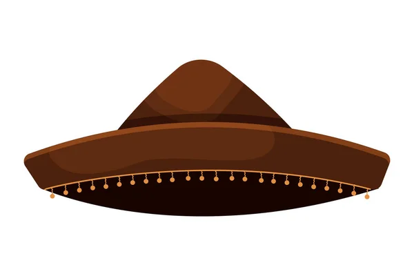 Mexican Hat Traditional Sombrero Cartoon Style Isolated White Background Vector — Stock Vector