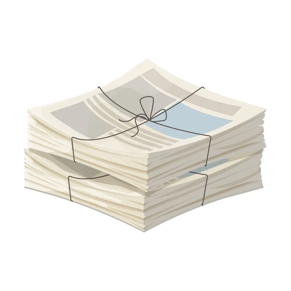 Στοίβα Εφημερίδων Στοίβα Από Περιοδικά Σχοινί Στυλ Κινουμένων Σχεδίων Που — Διανυσματικό Αρχείο