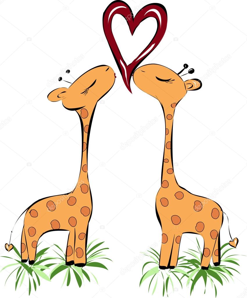 Kissing giraffes heart