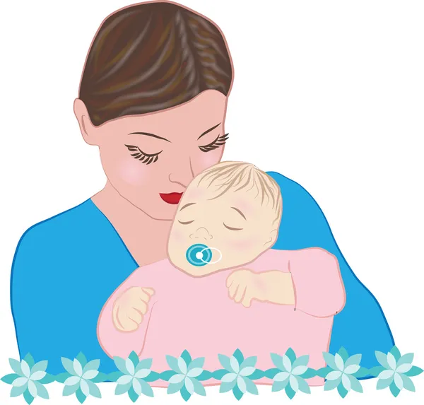 Mujer con niño — Vector de stock