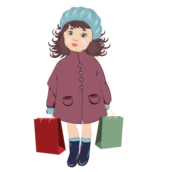 Young girl in a blue beret — Stock Vector