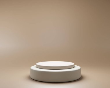 3D arka plan podyumu. Doğal çıplak, ışık ve gölgeli bej pankart. Ürün tanıtımı. Stüdyo boş 3B illüstrasyon