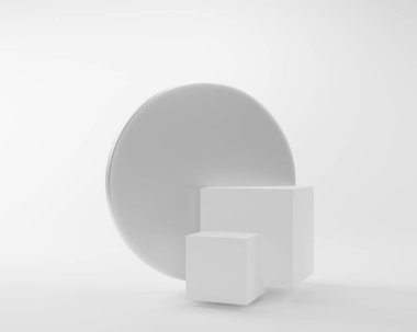 Kozmetik ürün sunumu için beyaz podyum platformu. 3d oluşturma.