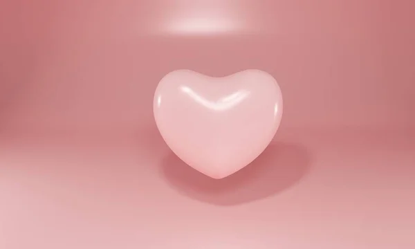 3d pink heart on pink background. Festive greeting concept. 3d realistic illustration — Stock Photo, Image
