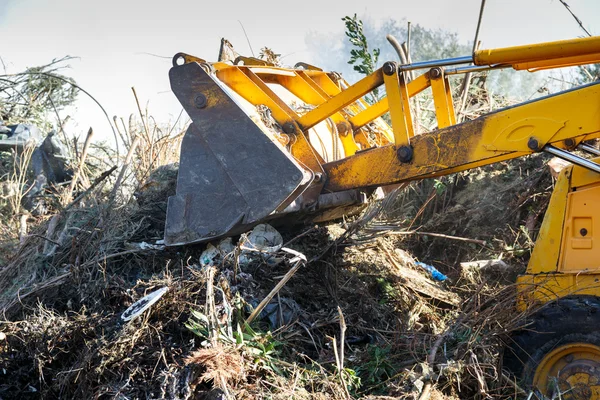 Excavadora limpiando sotobosque — Foto de Stock