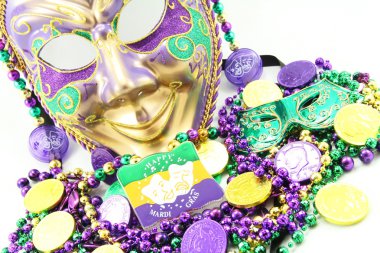 Mardi Gras Mask with Beads clipart