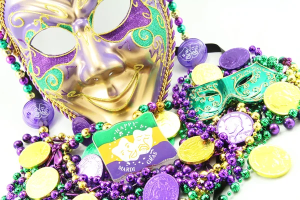 Mardi Gras Mask with Beads — Stock Photo, Image