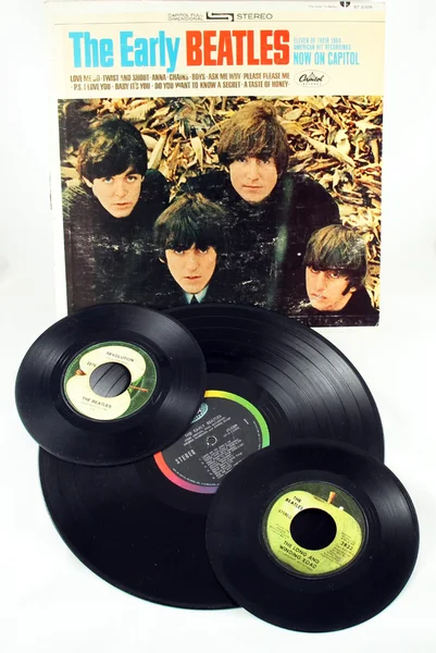 Beatles album és kislemez — Stock Fotó