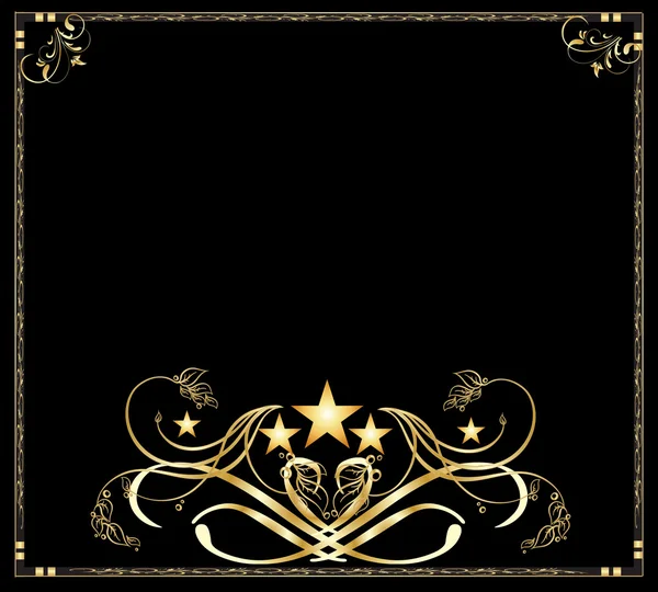 Background-Black & Gold Frame — Stock Photo, Image