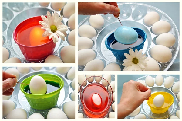 Collage of Coloring Easter Eggs — Stock Photo, Image