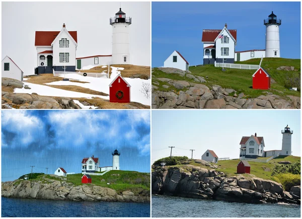 Fotos de Four Cape Neddick (Nubbles) Lighthouse — Fotografia de Stock