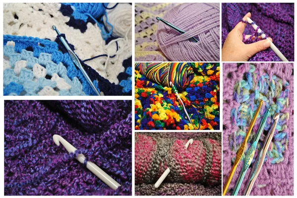 かぎ針編みのコラージュ — ストック写真