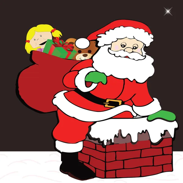 Santa Going Down the Chimney — Stock Photo, Image