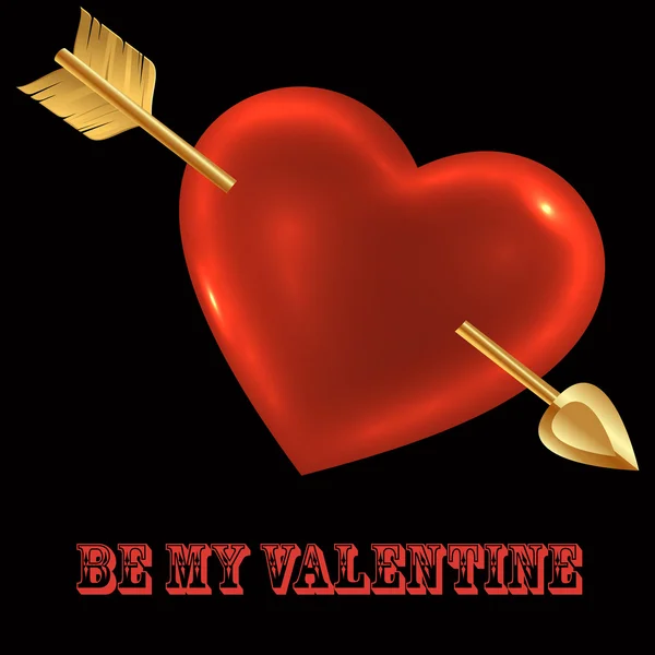 Be My Valentine-Heart Over Black — Stock Photo, Image
