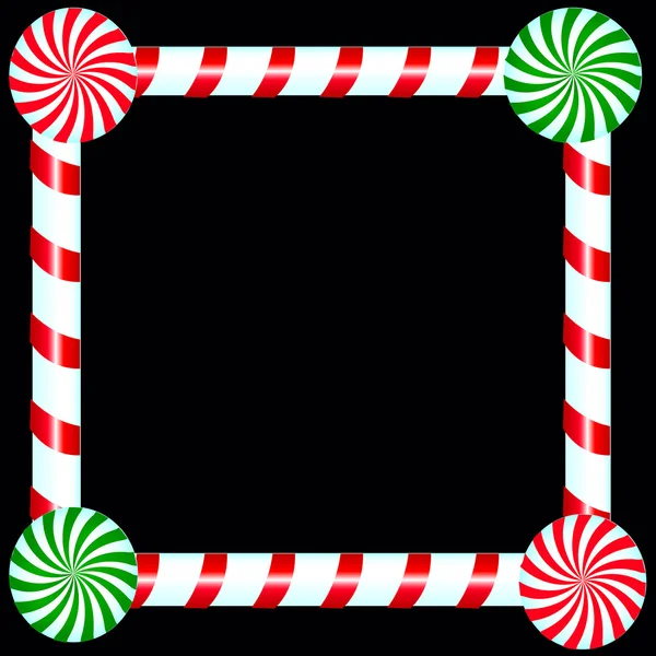 Christmas Candy Frame Over Black — Stock Photo, Image