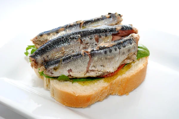 Three Sardine Sandwich — Stock Photo, Image
