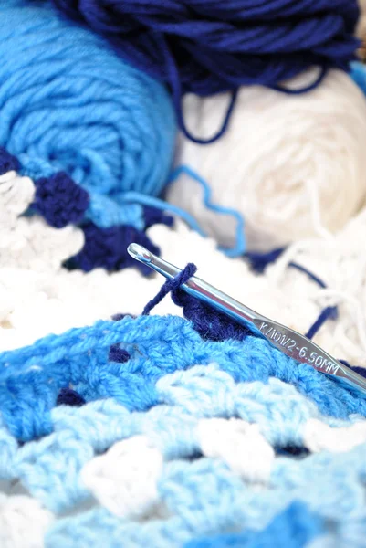 Crocheting a Granny Square Blanket — Stock Photo, Image