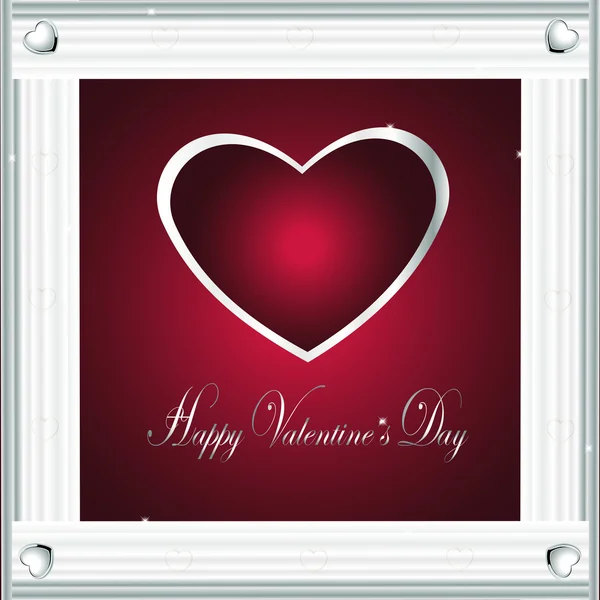 Valentine-Burgandy Hearts & Silver Frame — Stock Photo, Image
