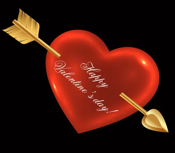 Happy Valentine's Day -Heart Over Black — Stock Photo, Image