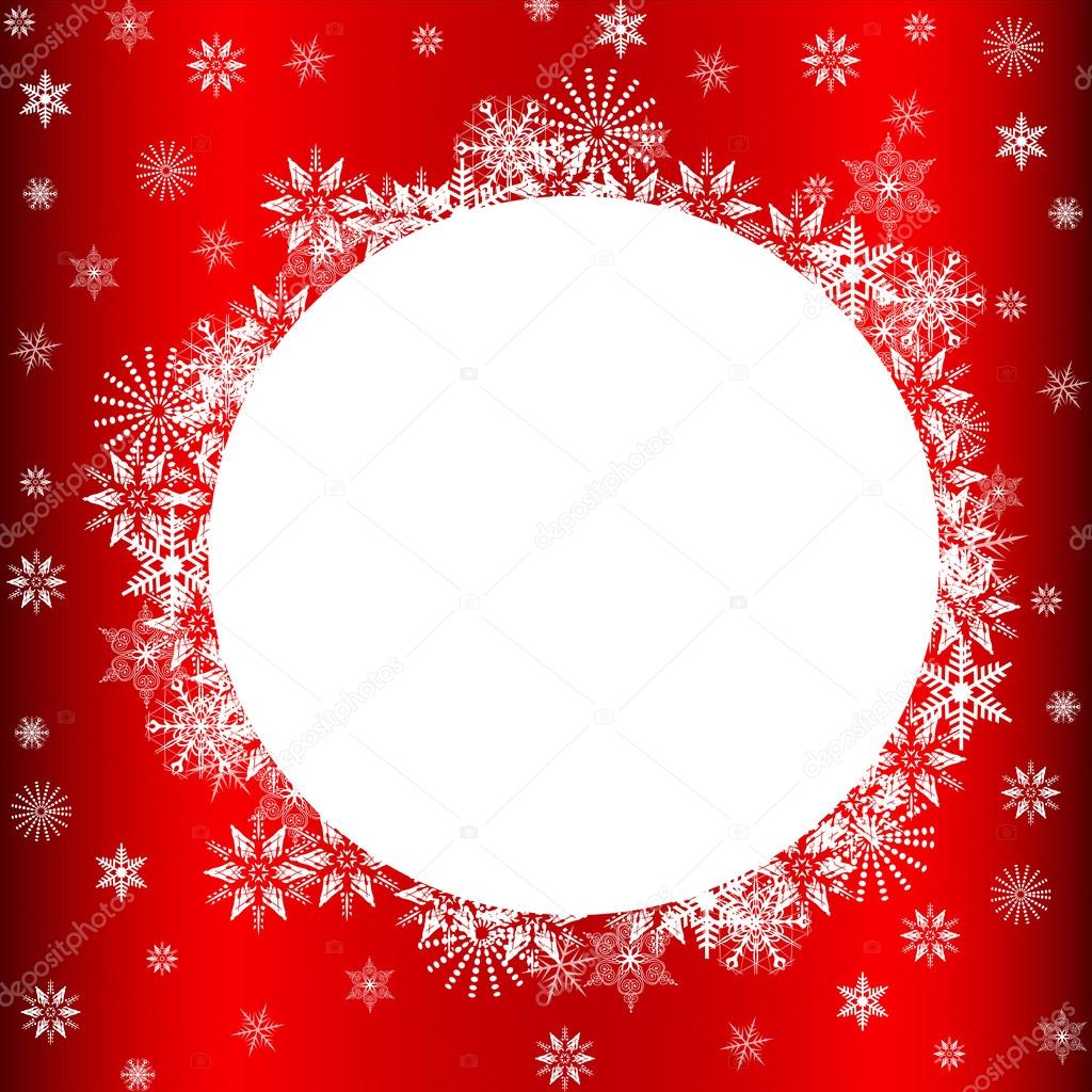Snowflakes Over Red with Copy Space