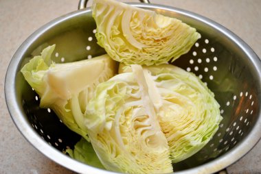 Cut Cabbage in an Colander clipart
