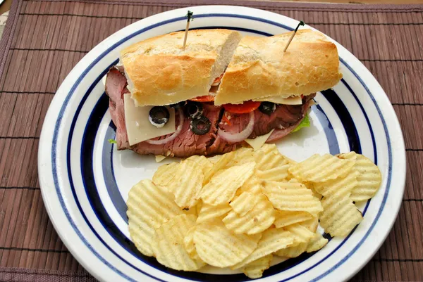 A Delicious Deli Meat Sandwich For Lunch — Stock Photo, Image