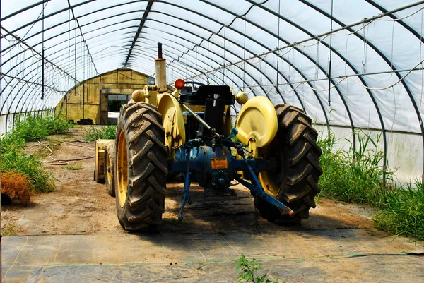 Tractor en un invernadero — Foto de Stock