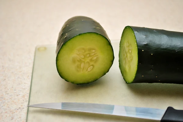 Fresh Cucumber Cut in Half — Stock Photo, Image
