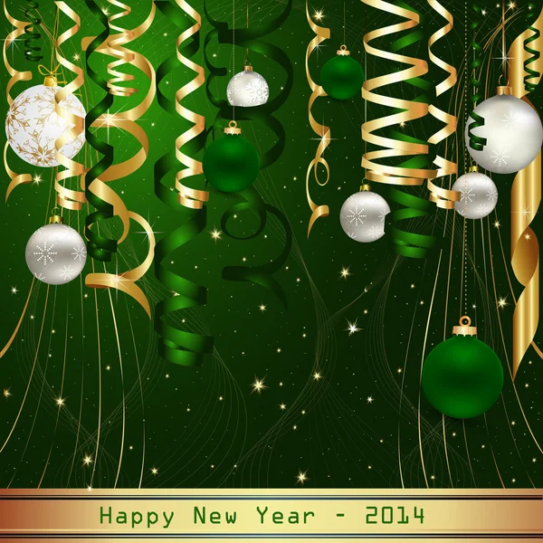 Green Happy New Year 2014 — Stock Vector