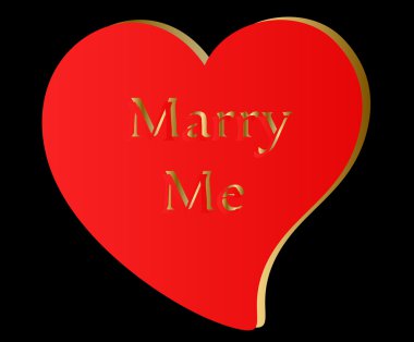 Red and  Gold Heart Marry Me