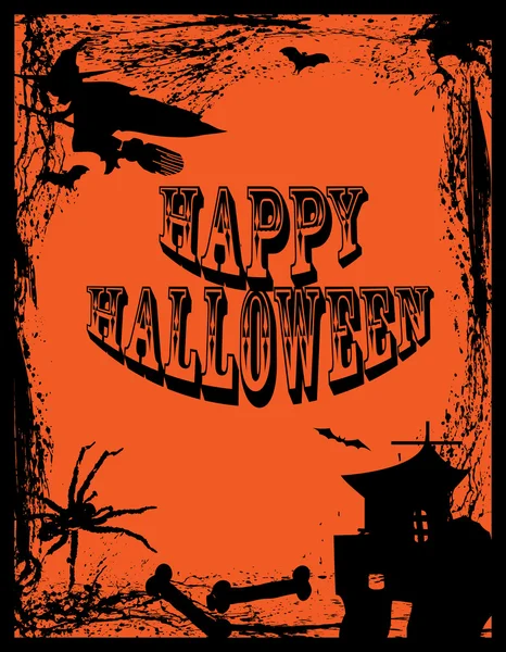 Halloween Poster spaventoso con una strega e un ragno — Foto Stock