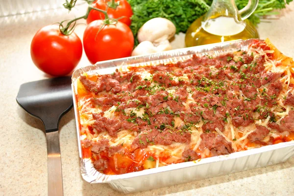 Čerstvé suroviny za pan lasagne — Stock fotografie