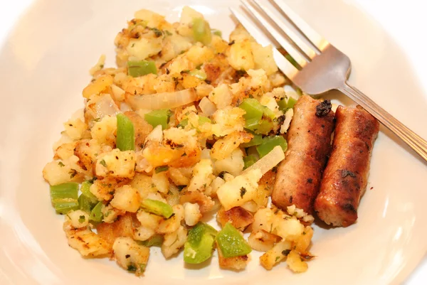 Home Fries and Sausage Links Served — Stock Photo, Image