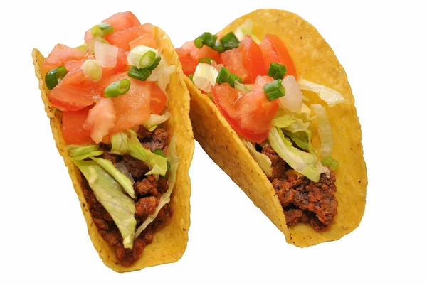 Beyaz bitti izole iki tacos — Stok fotoğraf