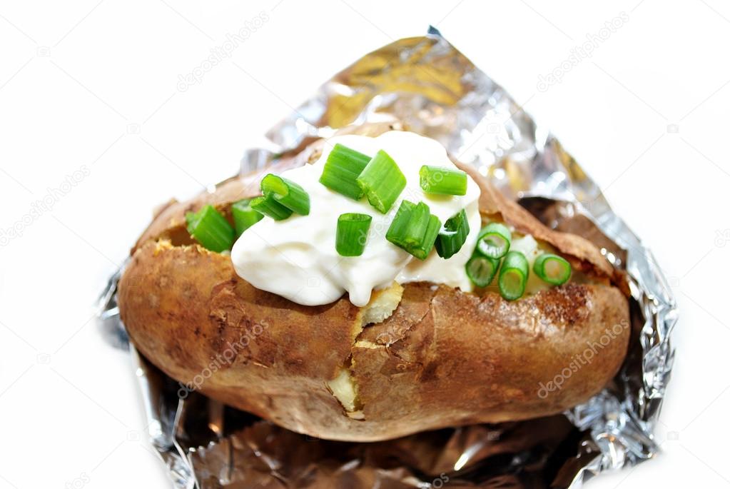 Baked Potato with Sour Cream and Fresh Chives