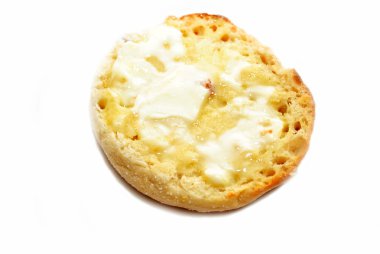 Buttered English Muffin Isolated on White clipart