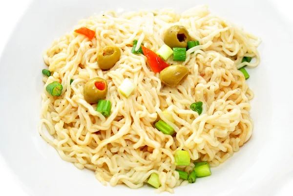 Cooked Ramen Noodles with Vegetables — Stock Photo, Image