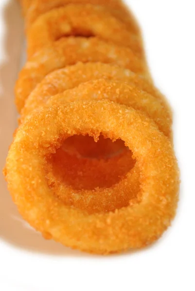 Close-Up of Golden Onion Rings — Stock Photo, Image